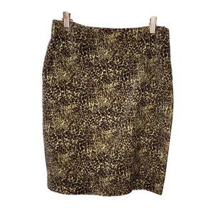 Talbots Animal Print Velvet Pencil Skirt Size 6